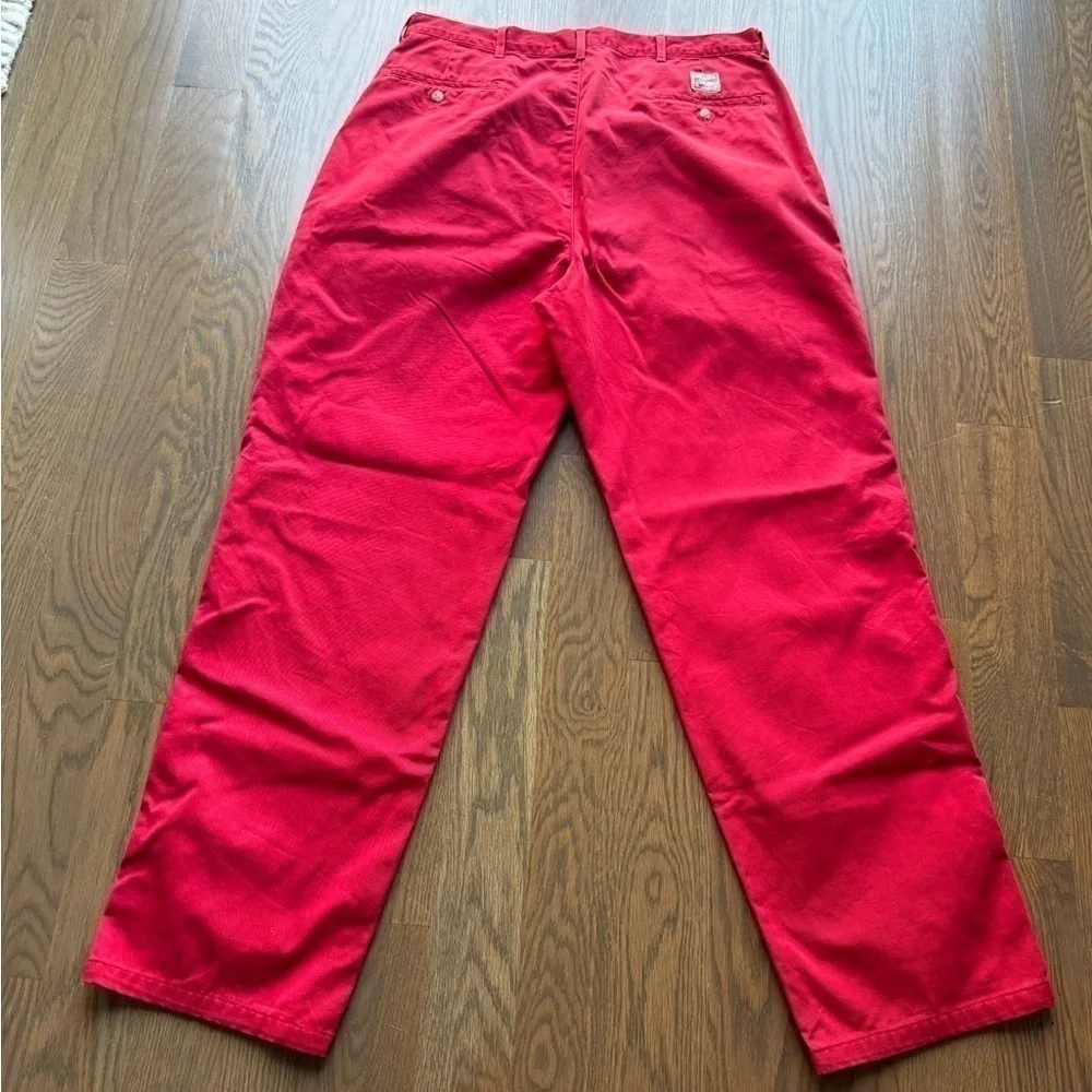 Vintage 80s Polo Ralph Lauren Pleated Pants Mens 36X32 Red 100% Cotton Made USA